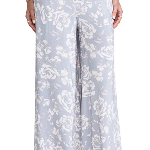 Jack by BB Dakota Pants - Jack by BB Dakota Blueish-Gray Wide Leg Boho Resort Floral Pants ~ Size Medium
